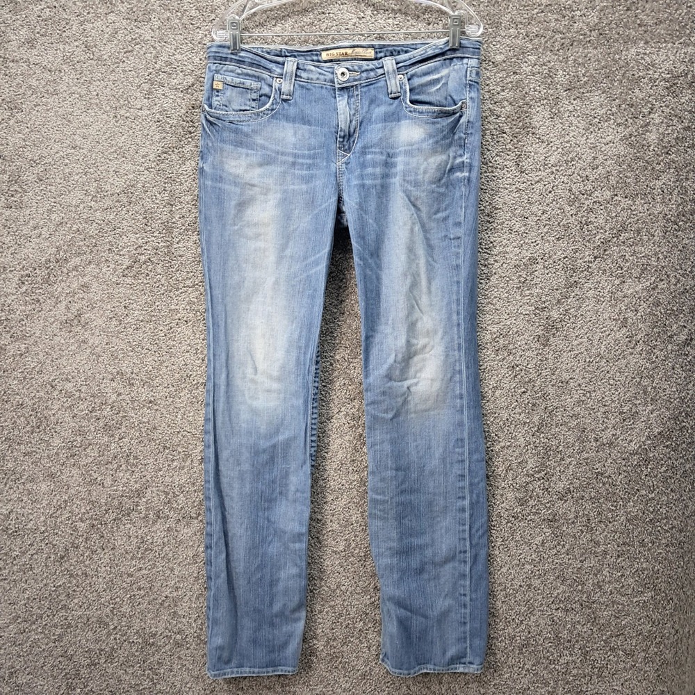 Big Star Maddie Boot Mid Rise Jeans‎ Light Wash Embroidered Blue Denim 31XL